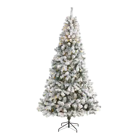 8ft. Pre-Lit Flocked West Virginia Fir Artificial Christmas Tree Clear LED Lights