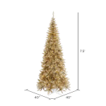 7.5ft. Pre-Lit Champagne Tinsel Fir Slim Artificial Christmas Tree, Clear Dura-Lit™ Lights7.5ft. Pre-Lit Champagne Tinsel Fir Slim Artificial Christmas Tree, Clear Dura-Lit™ Lights